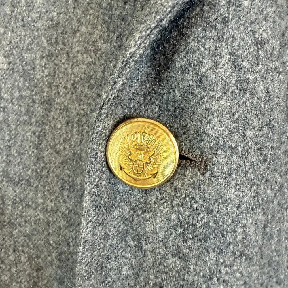 Stanley Blacker Jordan Marsh Gray Wool Blazer Sport Coat Jacket Gold Buttons